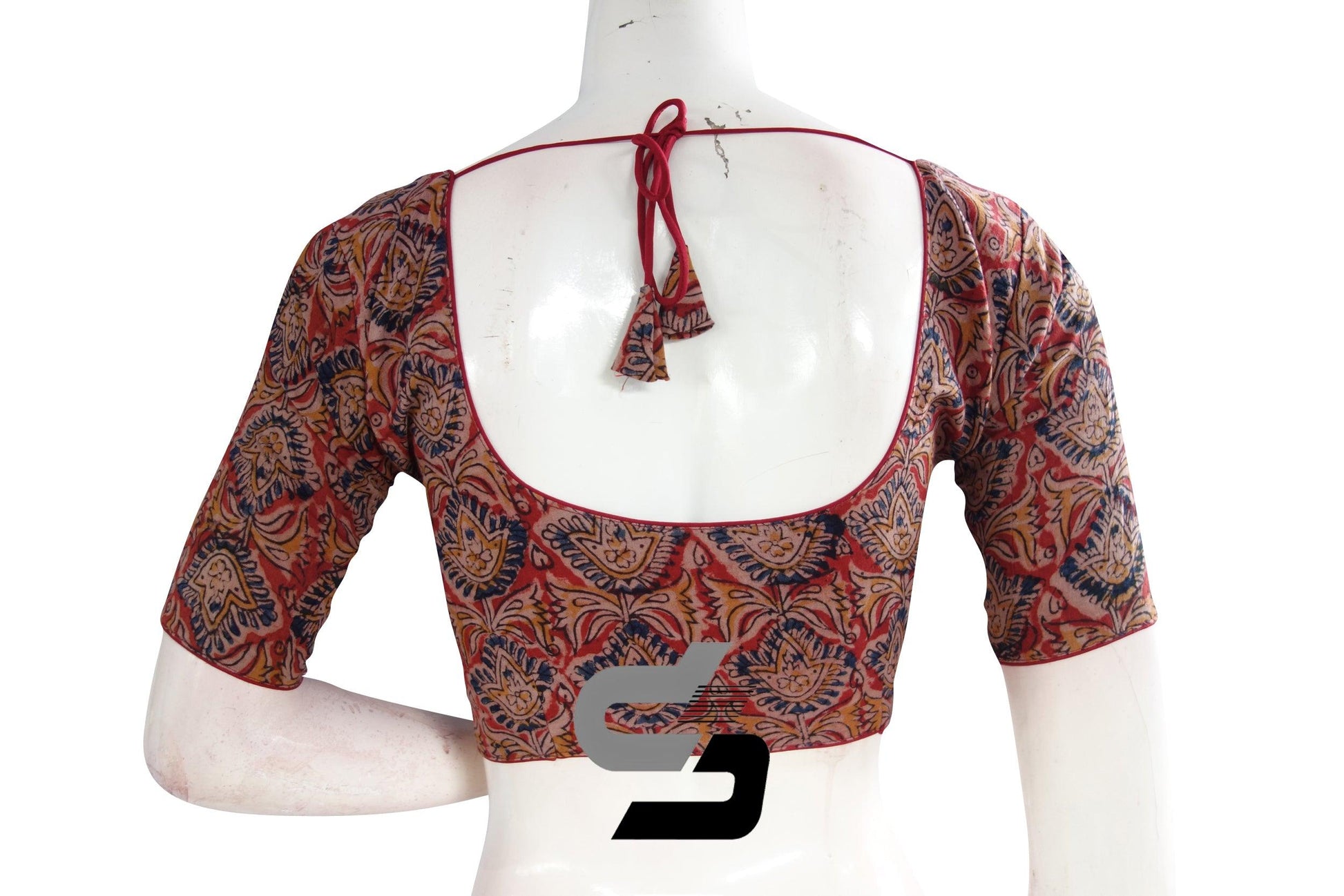 Kalamkari Cotton Readymade Saree Blouse, Indian Readymade Blouse,Crop top, Tunic top - D3blouses