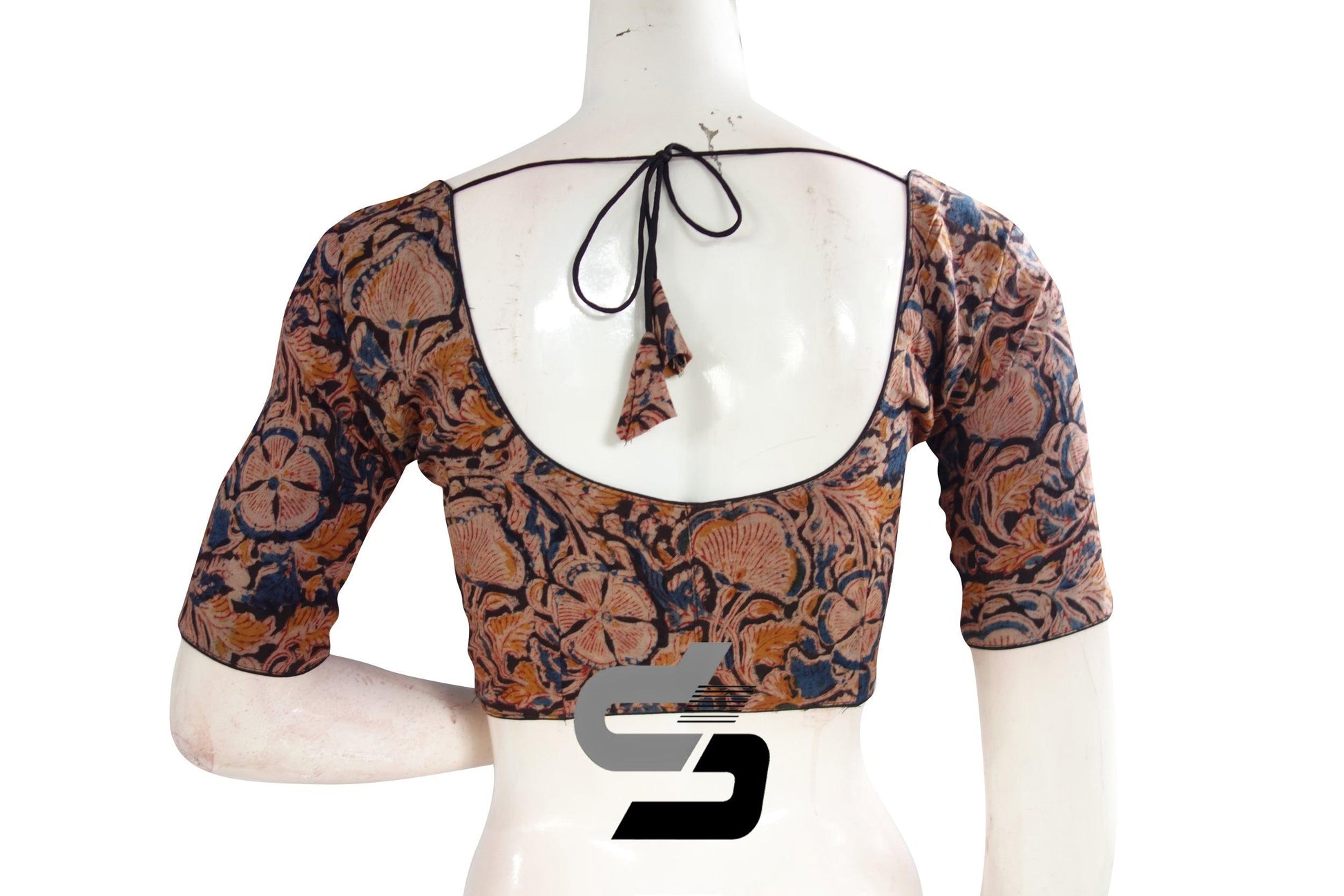 Kalamkari Cotton Readymade Saree Blouse, Indian Readymade Blouse,Crop top, Tunic top - D3blouses