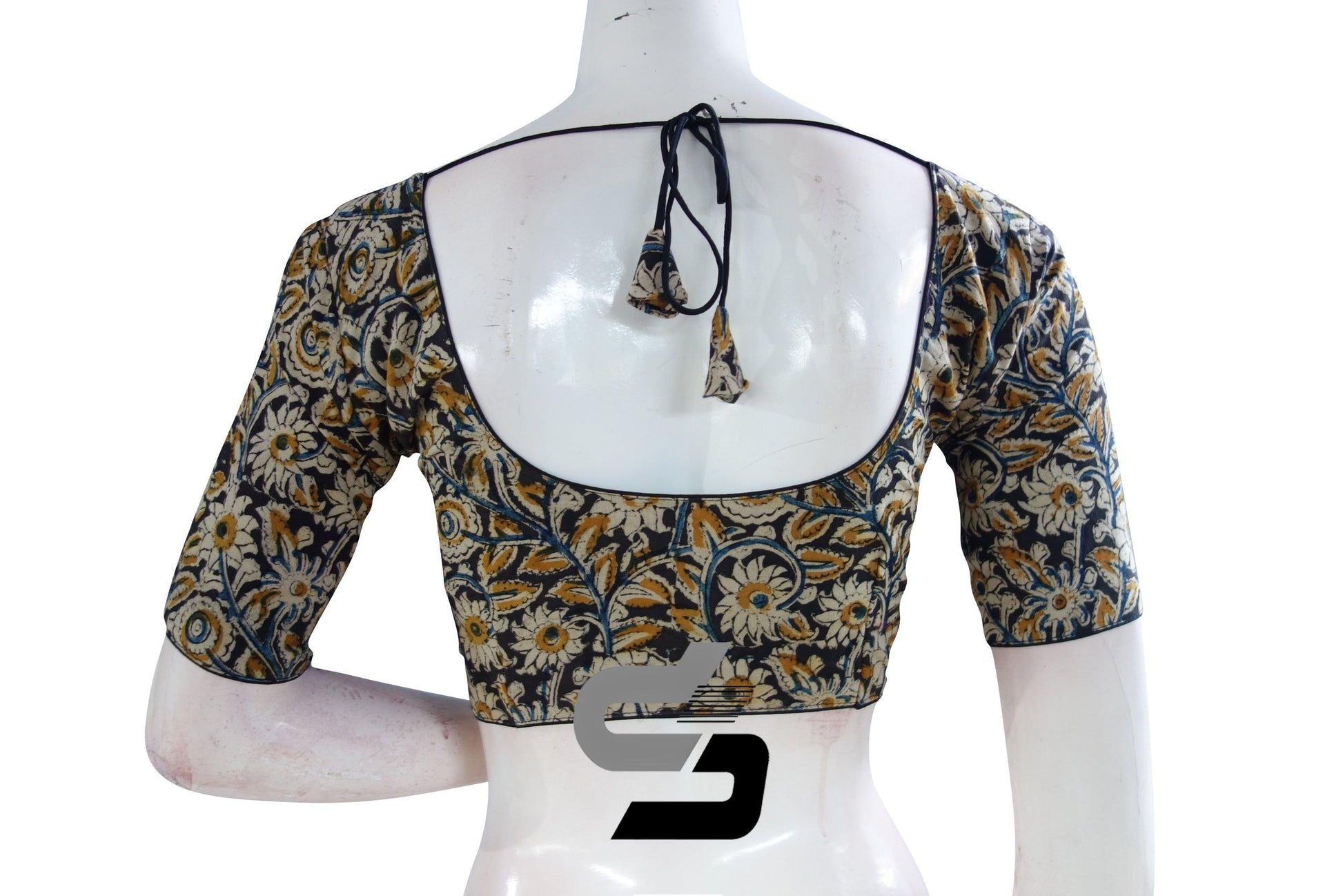 Kalamkari Cotton Readymade Saree Blouse, Indian Readymade Blouse,Crop top, Tunic top - D3blouses