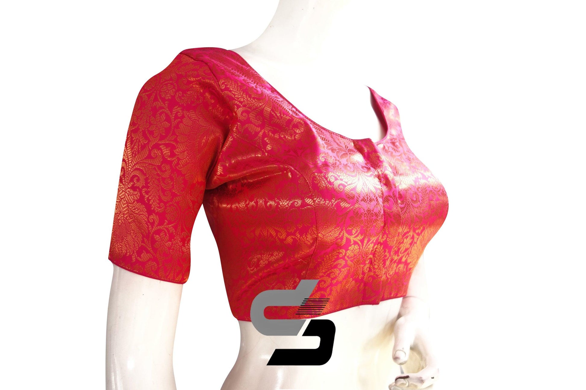 Pink Color Premium Brocade Silk Readymade Saree Blouse - D3blouses