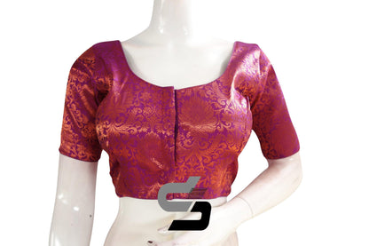Magenta Color Premium Brocade Silk Readymade Saree Blouse - D3blouses