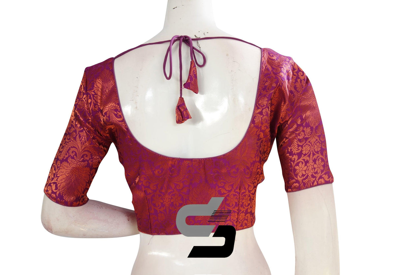 Magenta Color Premium Brocade Silk Readymade Saree Blouse - D3blouses