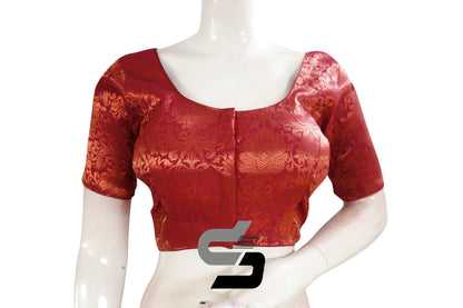 Maroon Color Premium Brocade Silk Readymade Saree Blouse - D3blouses