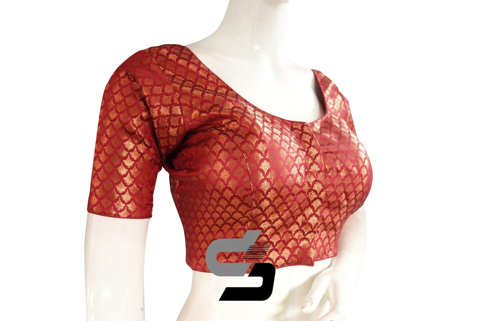 Maroon Color Premium Brocade Silk Readymade Saree Blouse - D3blouses