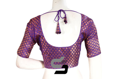 Purple Color Premium Brocade Silk Readymade Saree Blouse - D3blouses