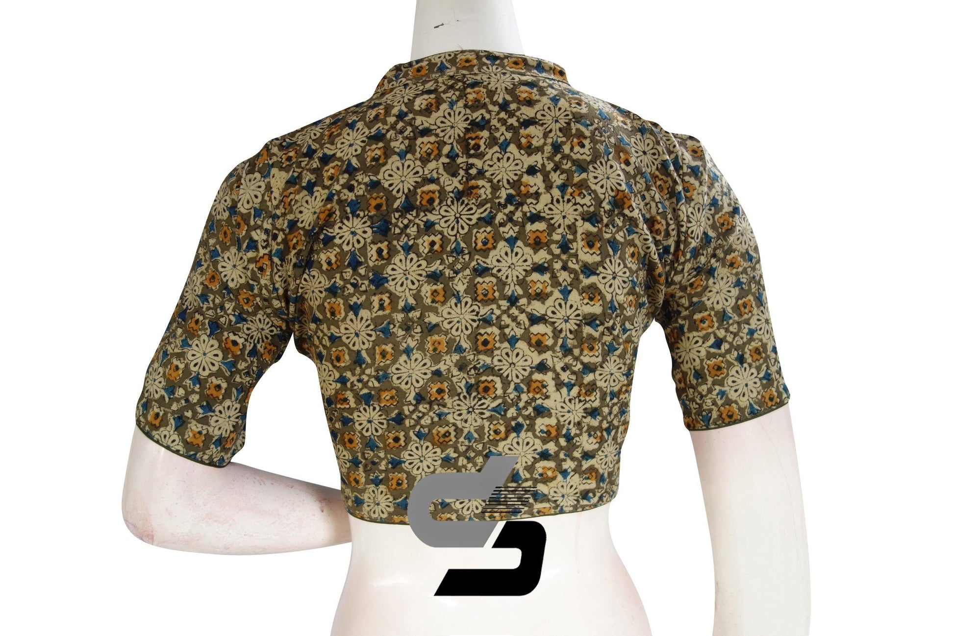 Kalamkari Collar Readymade Saree Blouse, Indian Readymade Blouse,Crop top, Tunic top - D3blouses