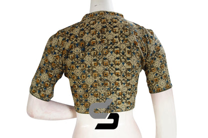 Kalamkari Collar Readymade Saree Blouse, Indian Readymade Blouse,Crop top, Tunic top - D3blouses