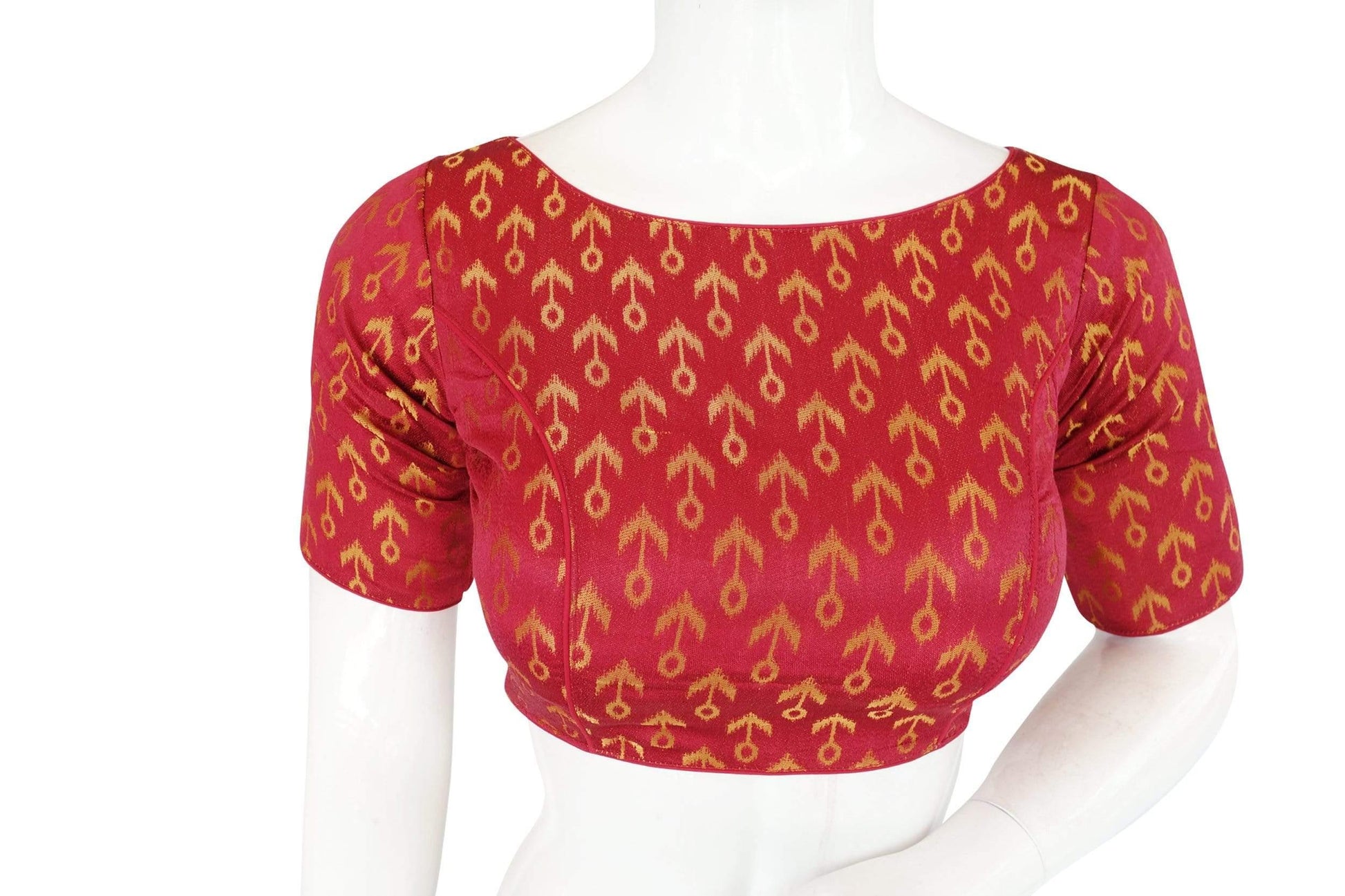 brocade silk designer boat neck readymade saree blouse with potli button 5