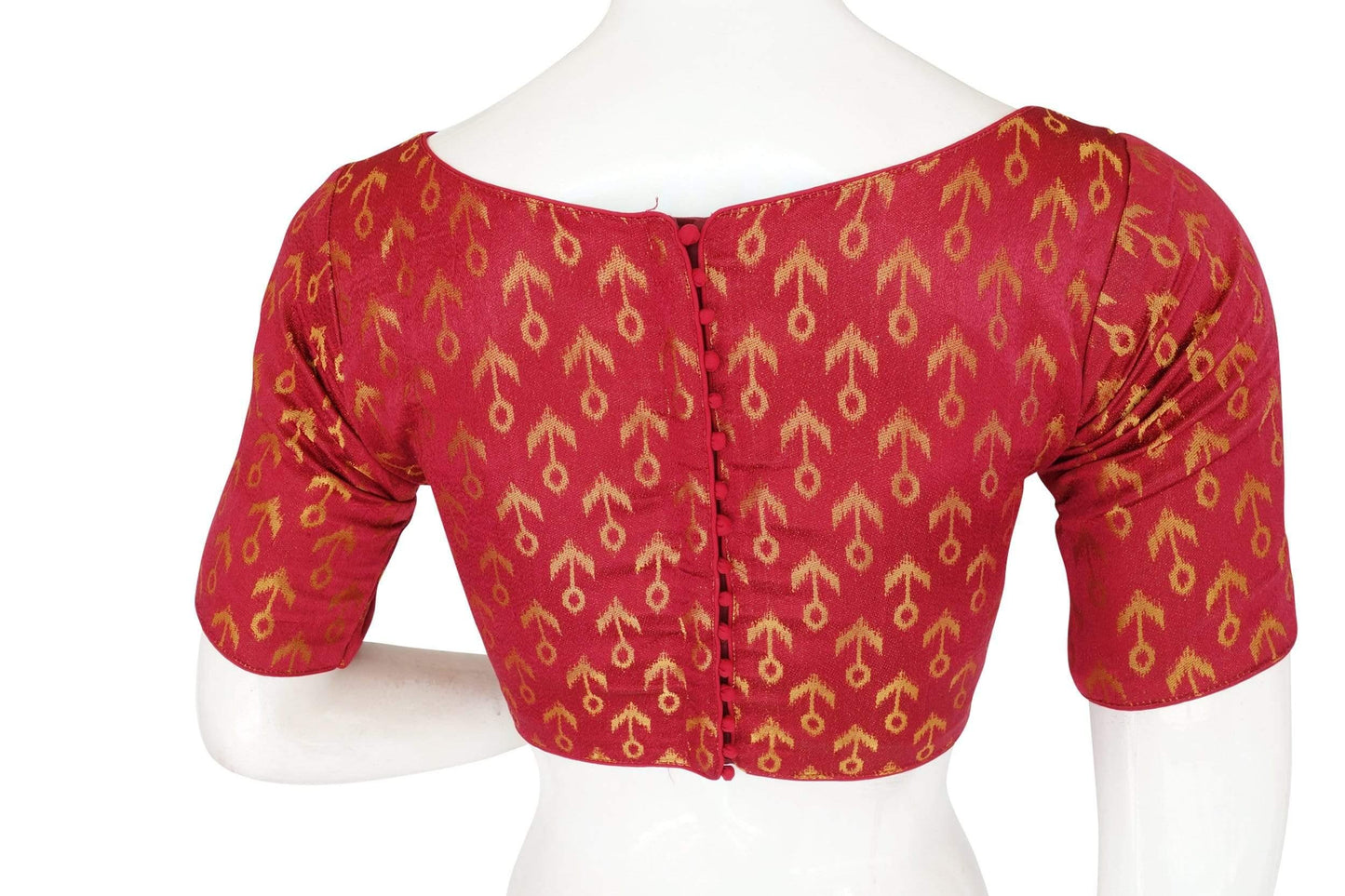 brocade silk designer boat neck readymade saree blouse with potli button 5