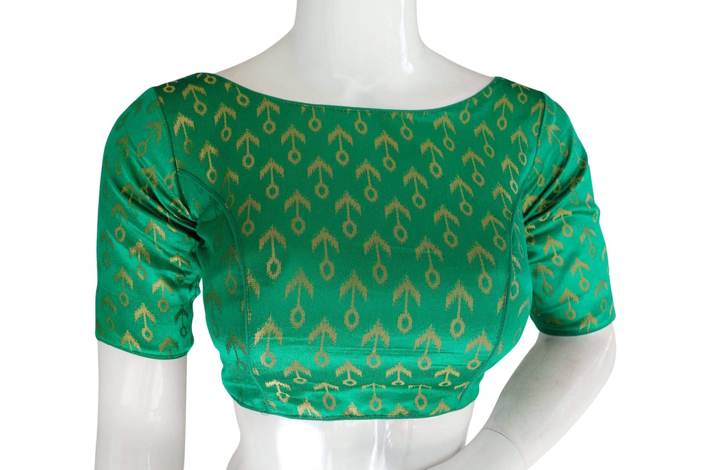 brocade silk designer boat neck readymade saree blouse with potli button 13