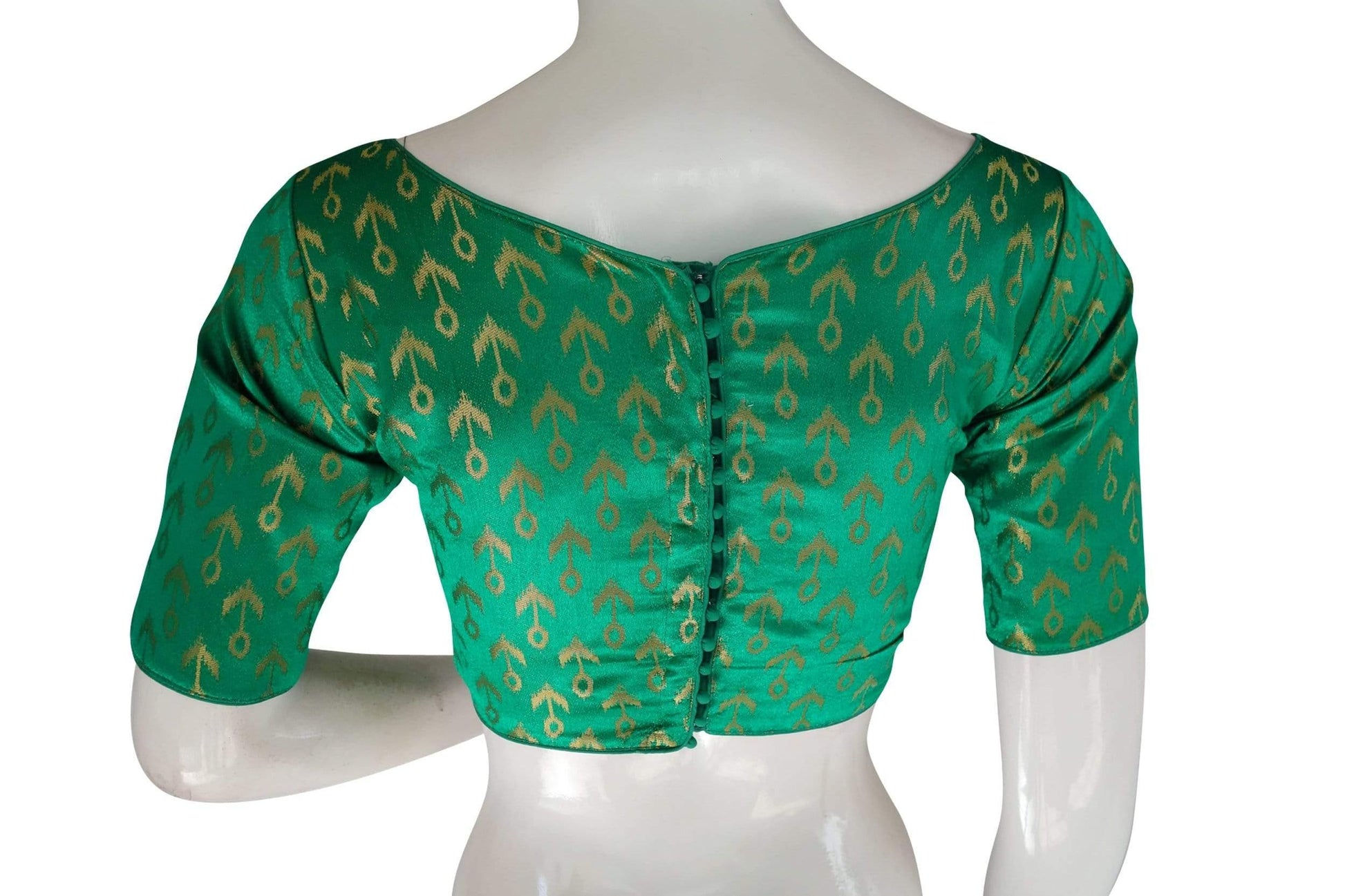 brocade silk designer boat neck readymade saree blouse with potli button 13