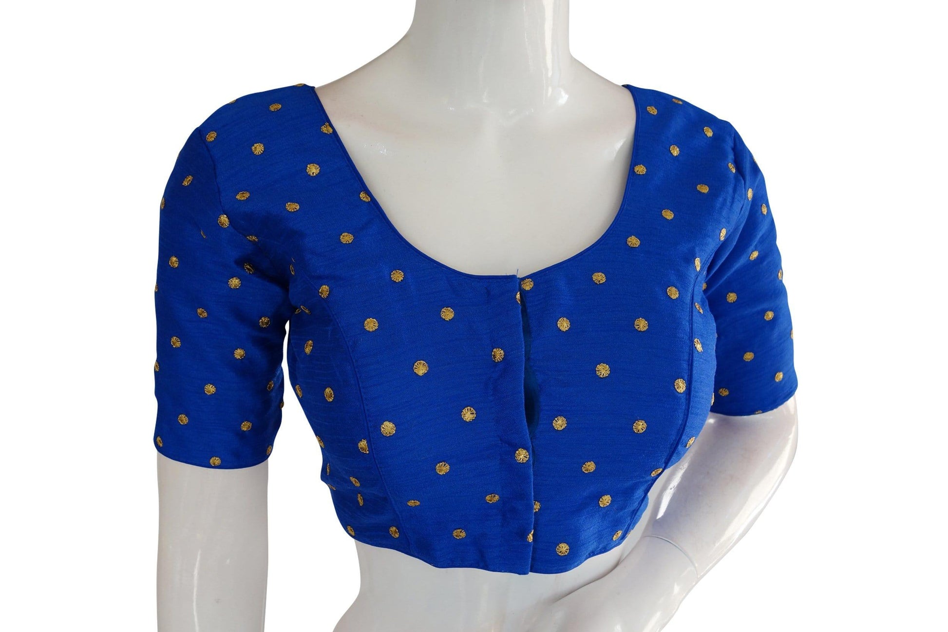 copy of blue color semi silk readymade saree blouse ready to wear blouse indian sari blouse crop top