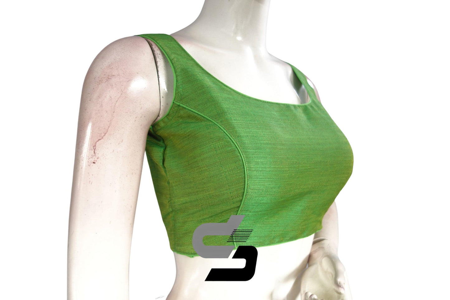 Green Color Plain Semi Silk designer Readymade Saree Blouse - D3blouses