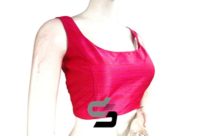 Pink Color Plain Semi Silk designer Readymade Saree Blouse - D3blouses