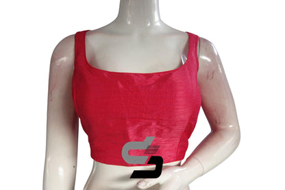 Peach Pink Color Plain Semi Silk designer Readymade Saree Blouse - D3blouses