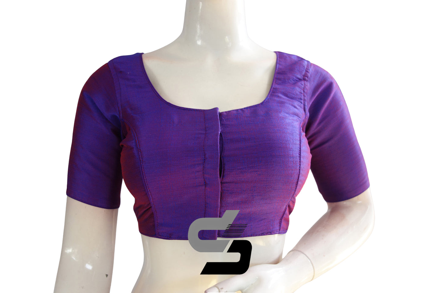 Purple Color Plain Semi Silk Readymade Saree Blouse, Indian Readymade Blouse