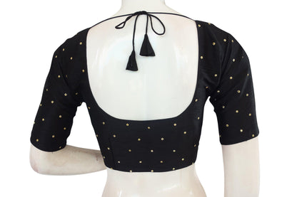 black color plain moti stone work indian saree readymade blouse
