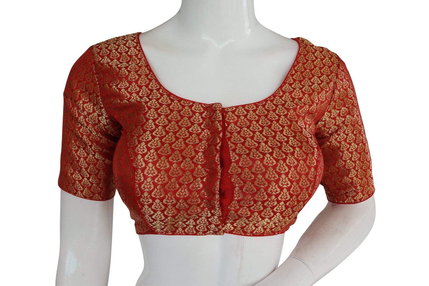 copy of red color brocade silk readymade saree blouse ready to wear blouse indian sari blouse crop top 2
