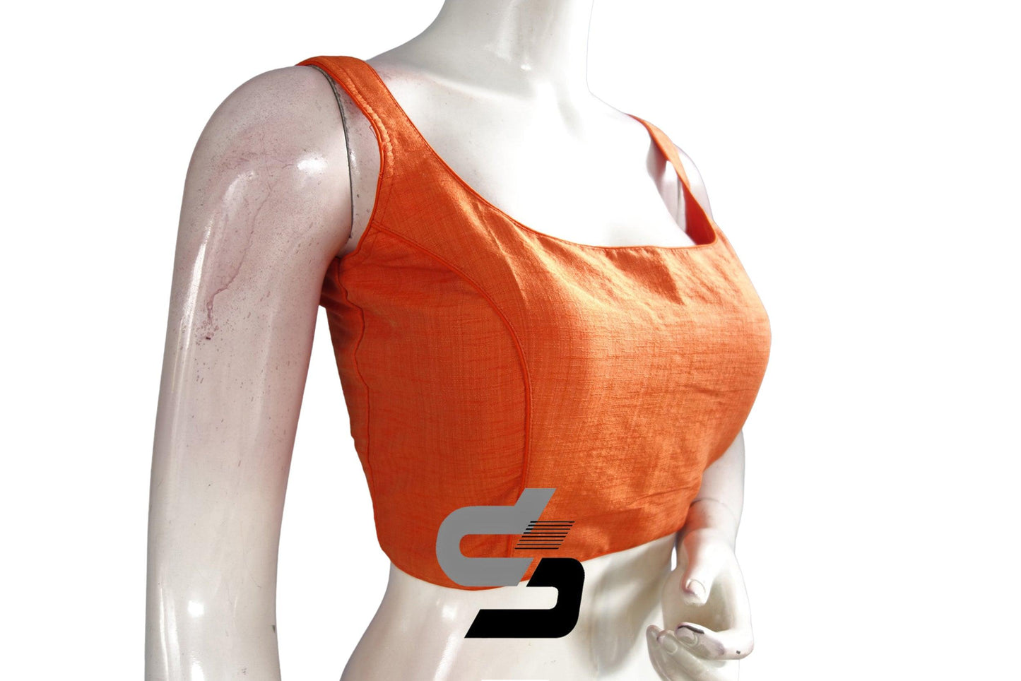 Orange Color Plain Silk Designer Readymade Blouse - D3blouses