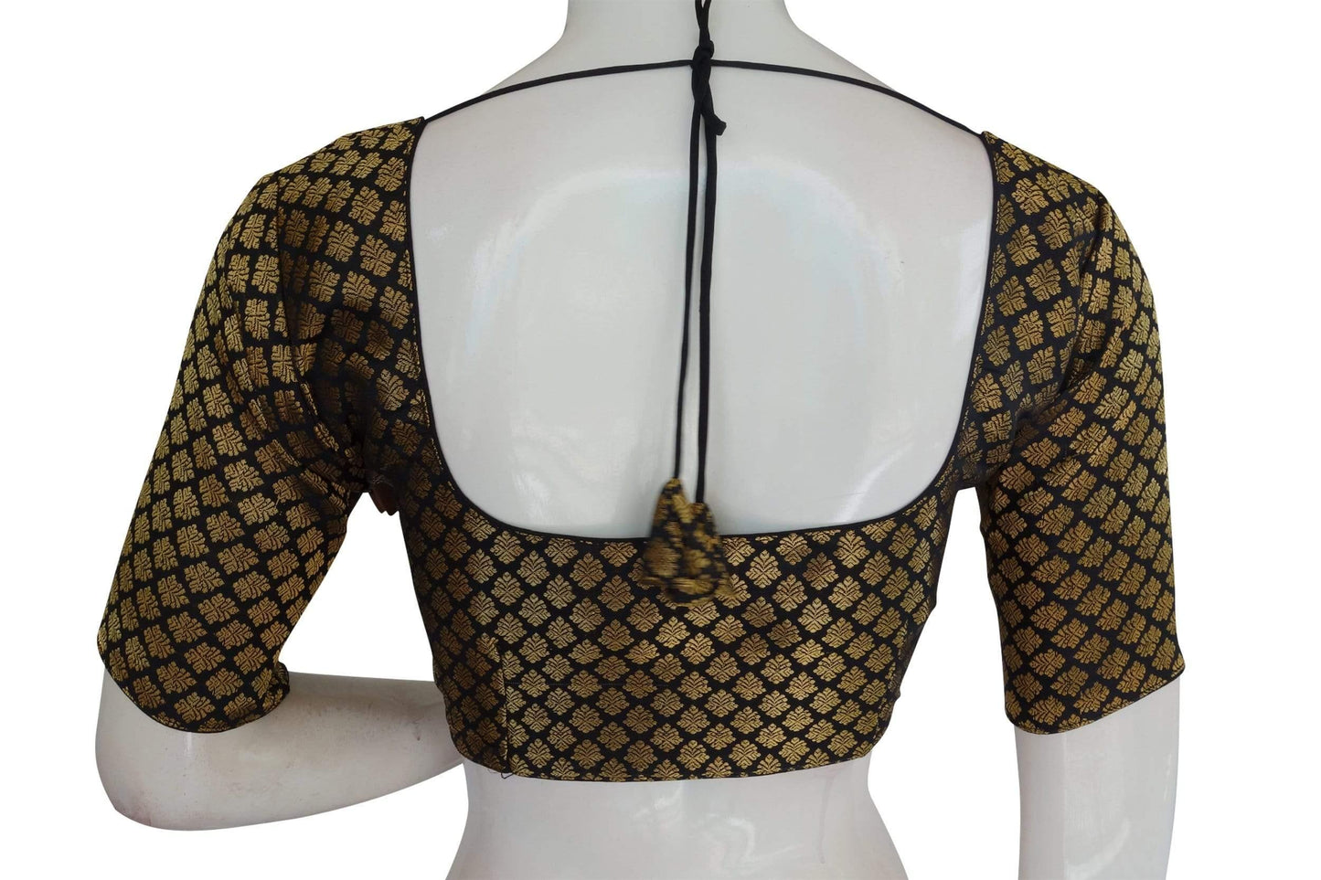 copy of black color brocade silk readymade saree blouse ready to wear blouse indian sari blouse crop top 1