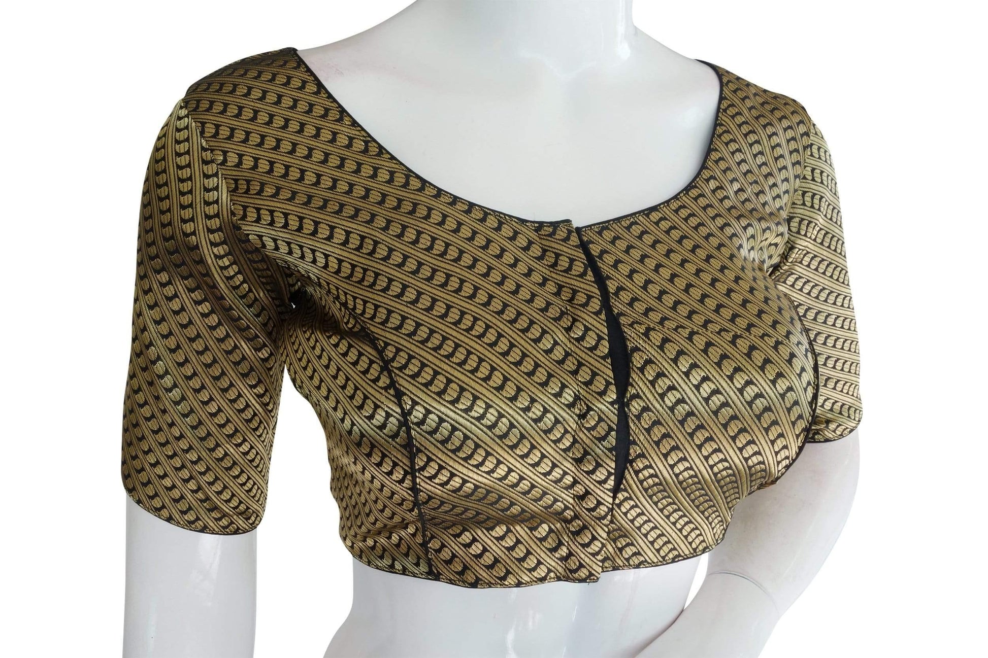 black color brocade silk readymade saree blouse ready to wear blouse indian sari blouse crop top