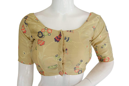 copy of pink color banarasi brocade silk readymade saree blouse indian readymade blouse crop top