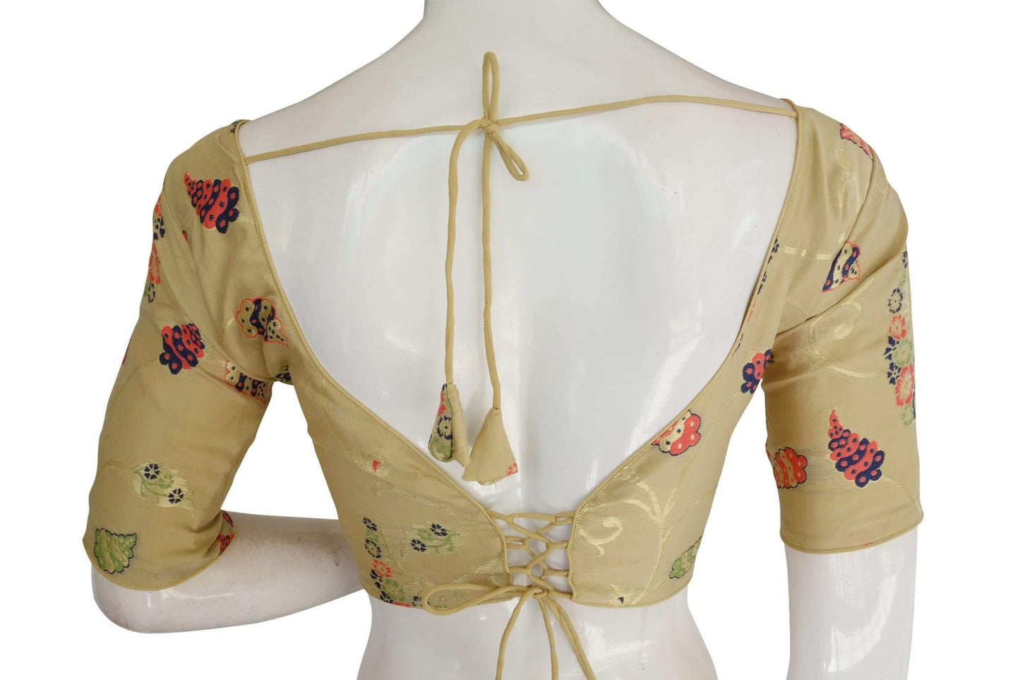 copy of pink color banarasi brocade silk readymade saree blouse indian readymade blouse crop top