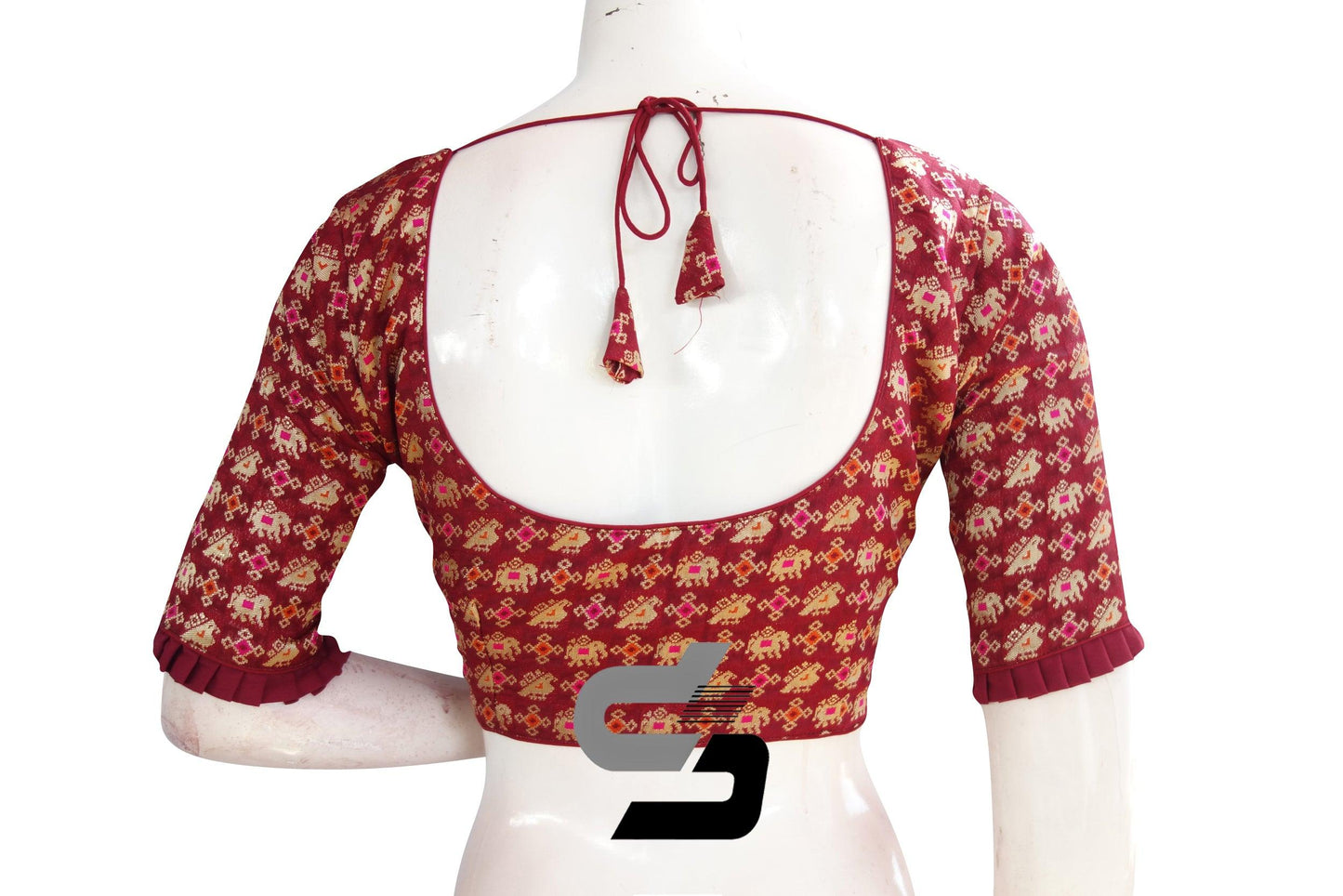 Maroon Color Designer Brocade Silk Readymade Blouse With Matching Mask - D3blouses
