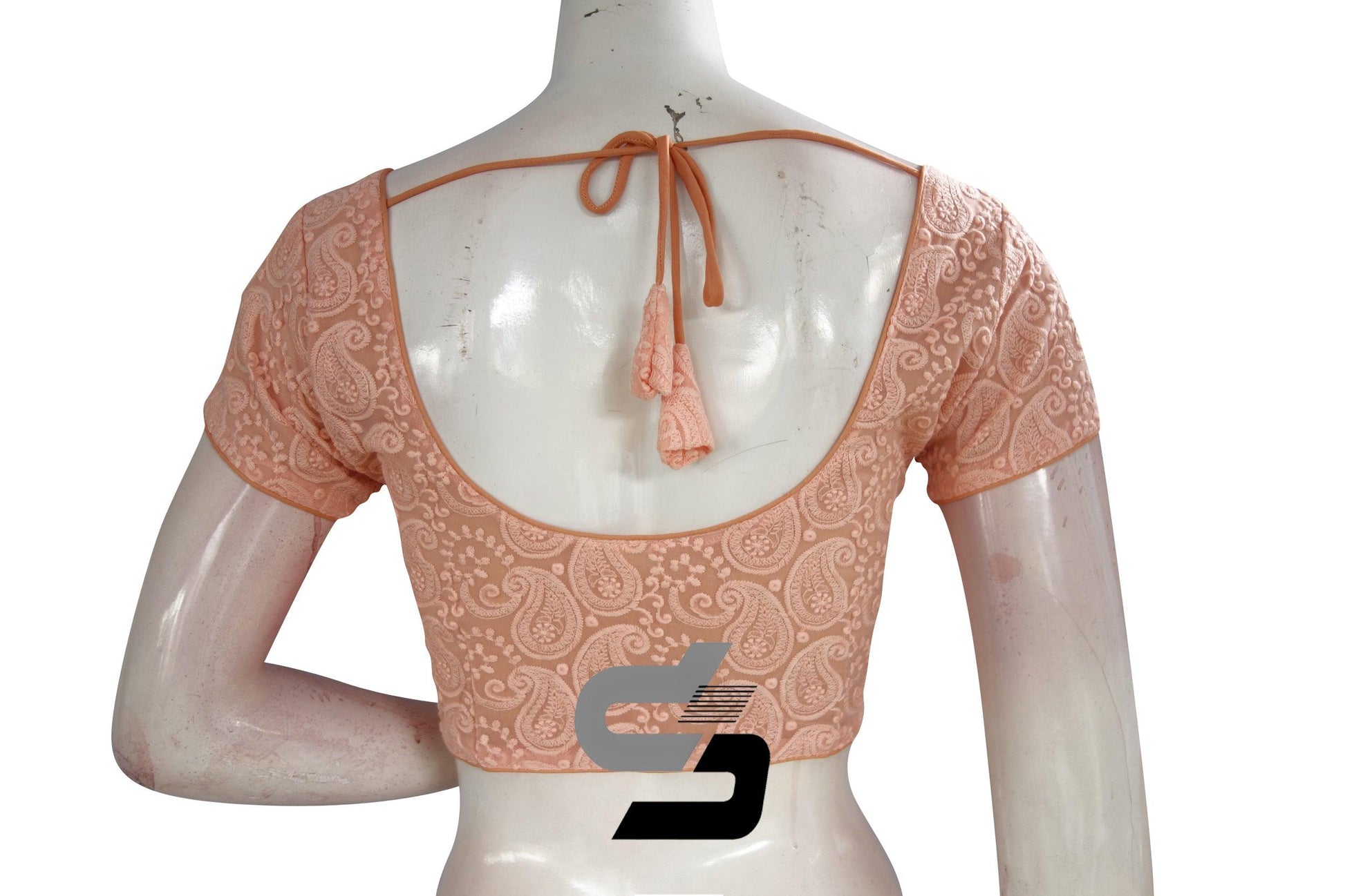 Peach Color Chikankari Embroidery Readymade saree blouse, Indian Readymade blouse, Croptop - D3blouses