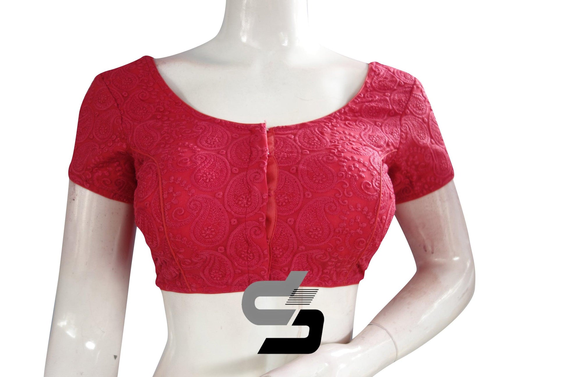 Dark Pink Color Chikankari Embroidery Readymade saree blouse, Indian Readymade blouse, Croptop - D3blouses