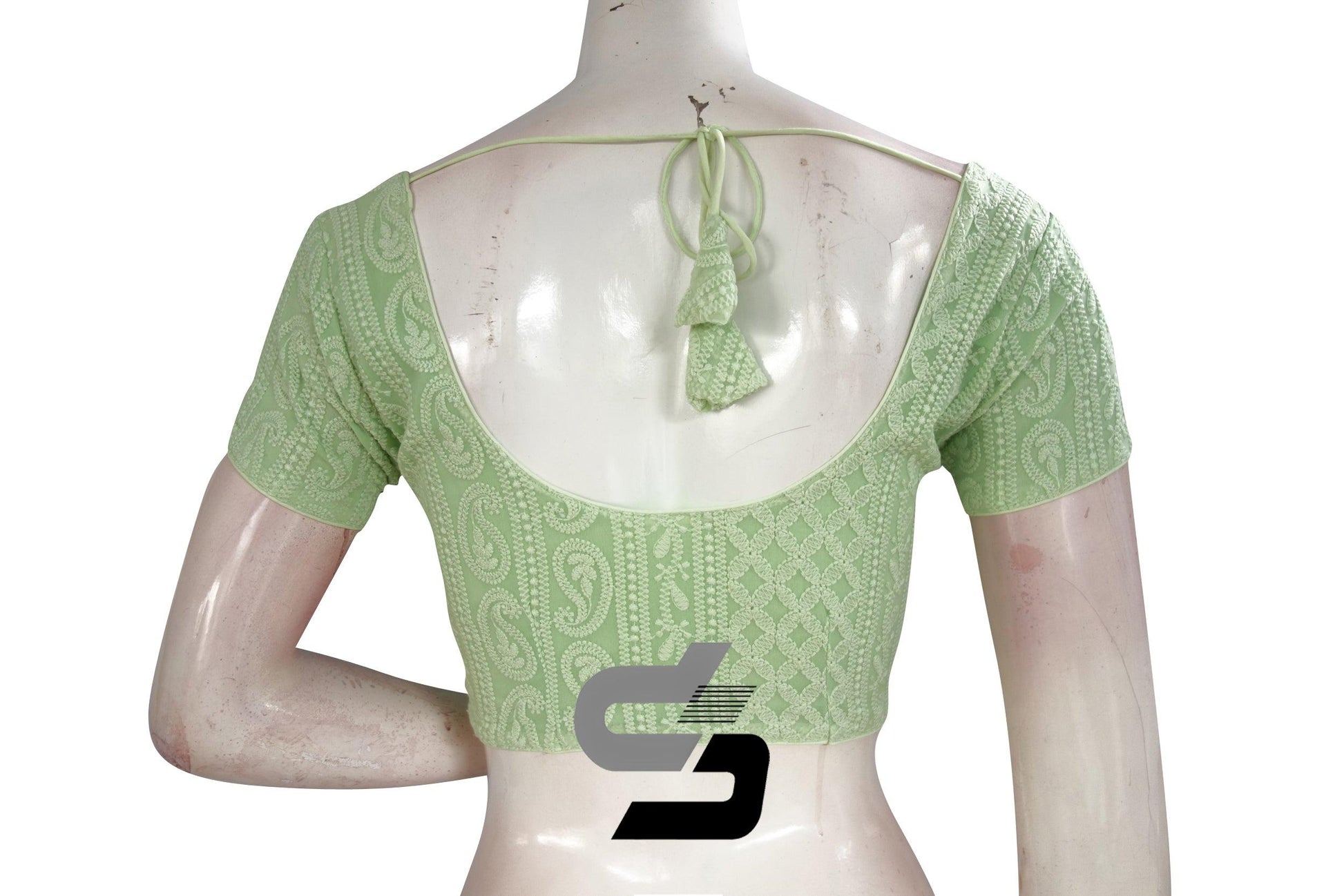 Green Color Chikankari Embroidery Readymade saree blouse, Indian Readymade blouse, Croptop - D3blouses