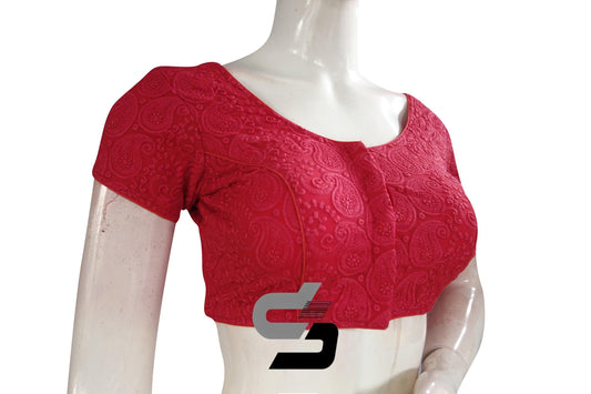 Dark Pink Color Chikankari Embroidery Readymade saree blouse, Indian Readymade blouse, Croptop - D3blouses