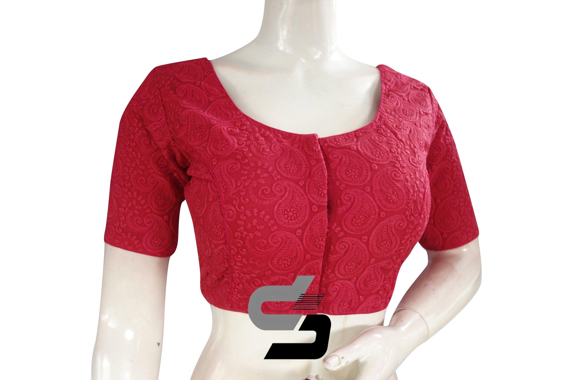 Dark Pink Color Chikankari Embroidery Readymade saree blouse - D3blouses
