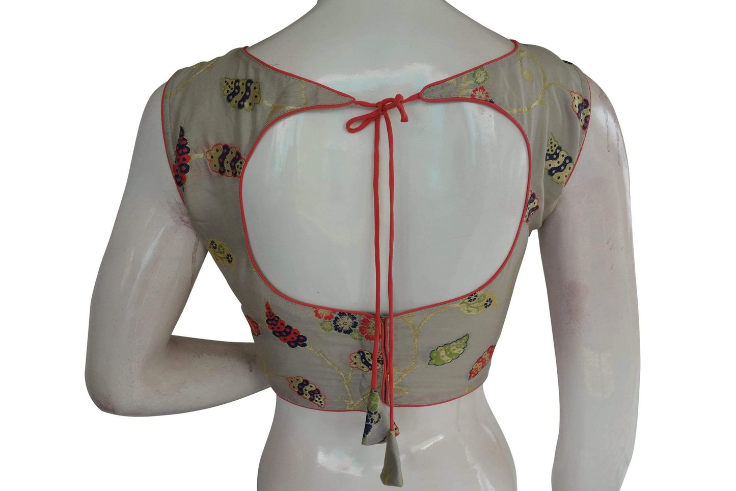 copy of pink color banarasi brocade silk readymade saree blouse indian readymade blouse crop top 1