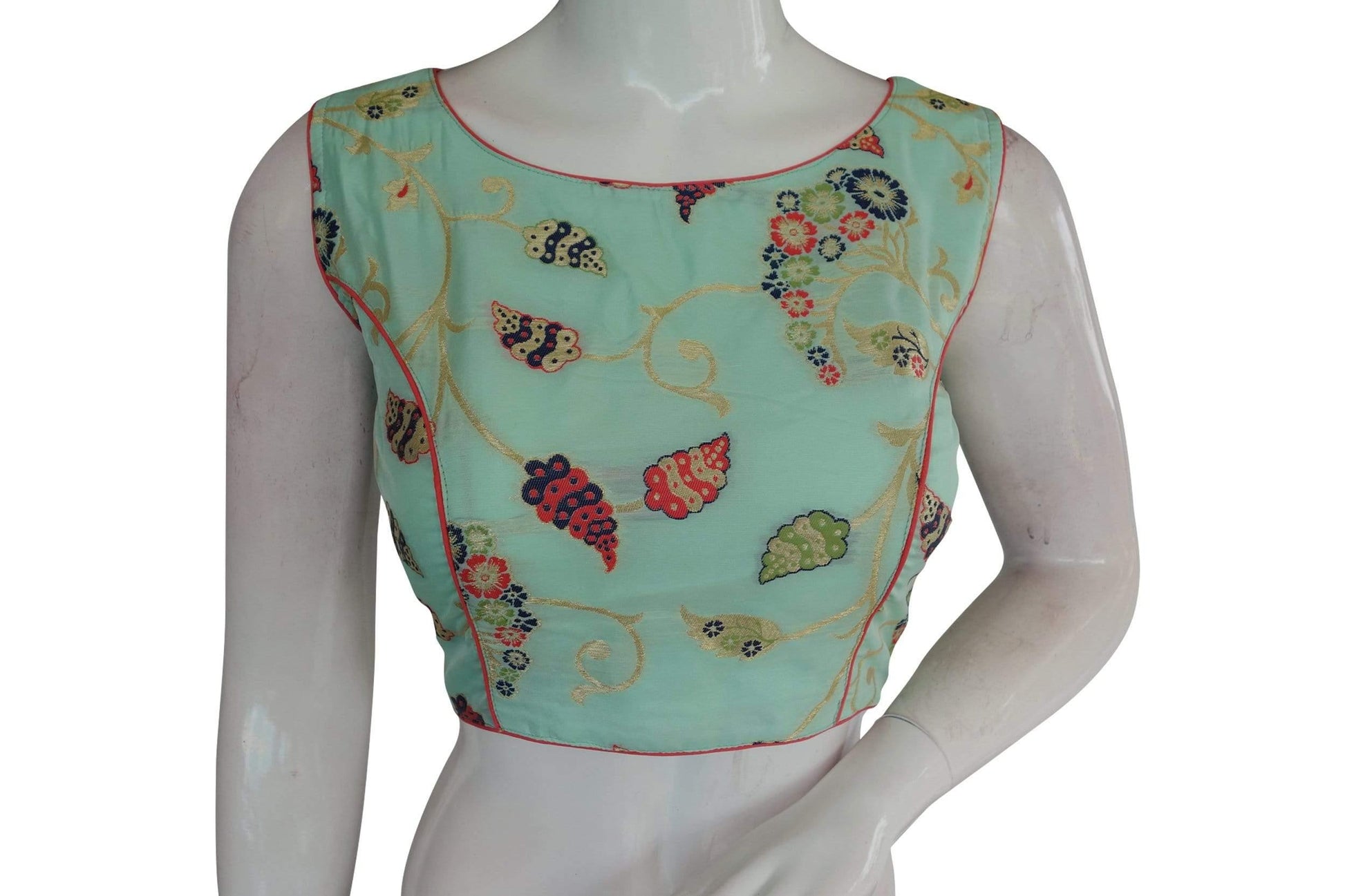 copy of banarasi brocade silk readymade saree blouse indian readymade blouse crop top 4