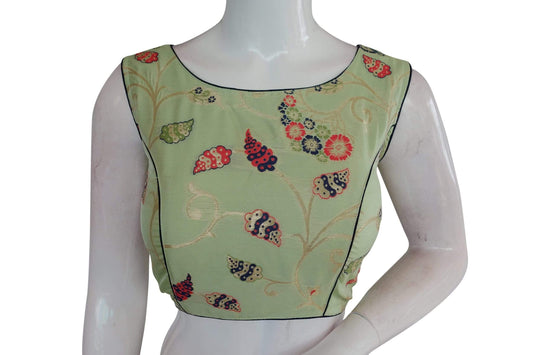 copy of banarasi brocade silk readymade saree blouse indian readymade blouse crop top 5