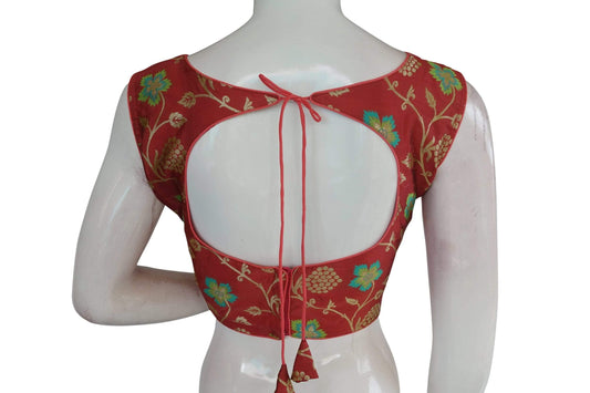 copy of teal color banarasi brocade silk readymade saree blouse indian readymade blouse crop top