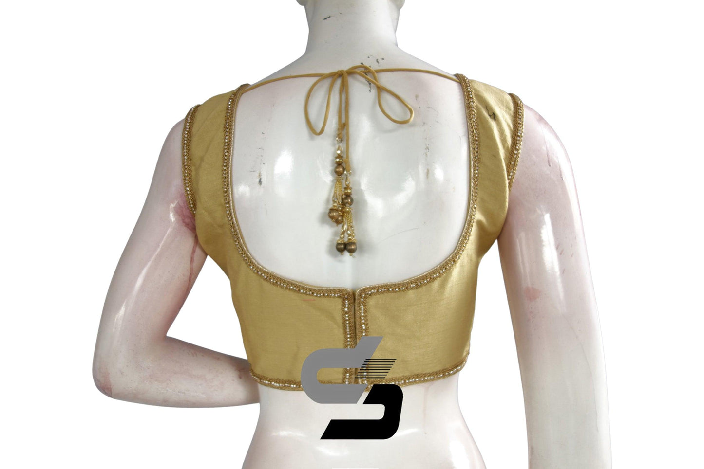 Gold Color Semi Silk Designer Party Wear Readymade Blouse/ Indian Crop Tops - D3blouses