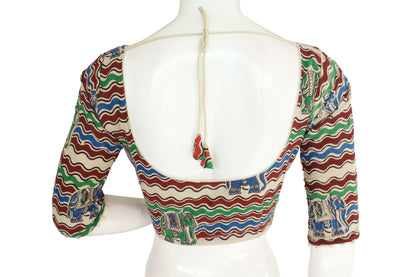 kalamkari 3 4th sleeves readymade saree blouse indian cotton readymade blouse 13
