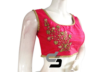 Pink Color Semi Silk Designer Party Wear Readymade Blouse/ Indian Crop Tops - D3blouses