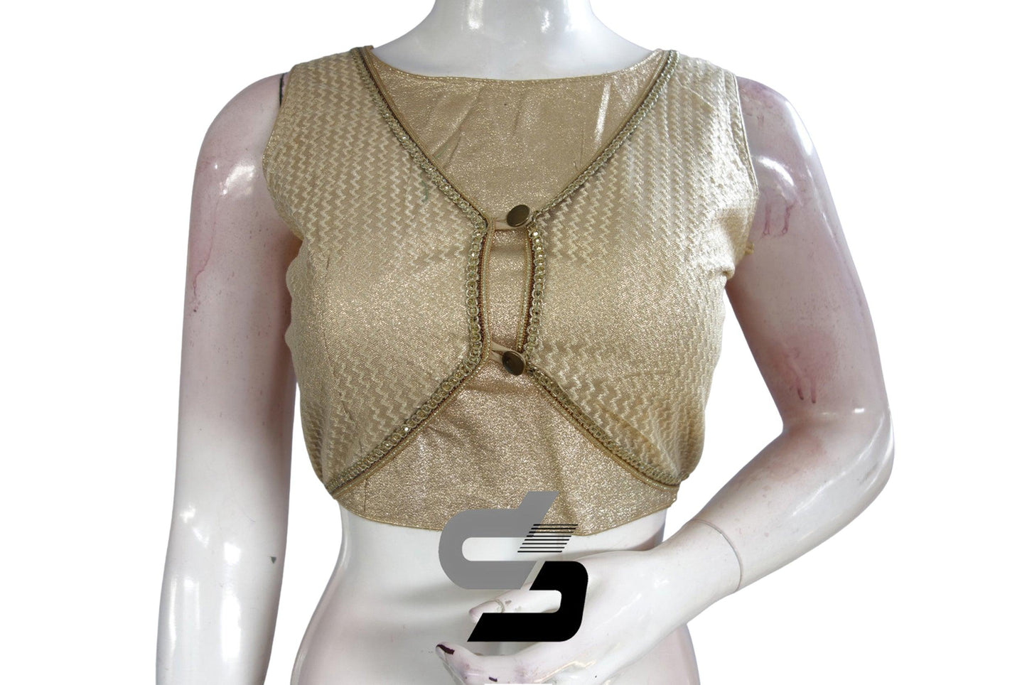 Gold Color Semi Silk Designer Party Wear Readymade Blouse/ Indian Crop Tops - D3blouses
