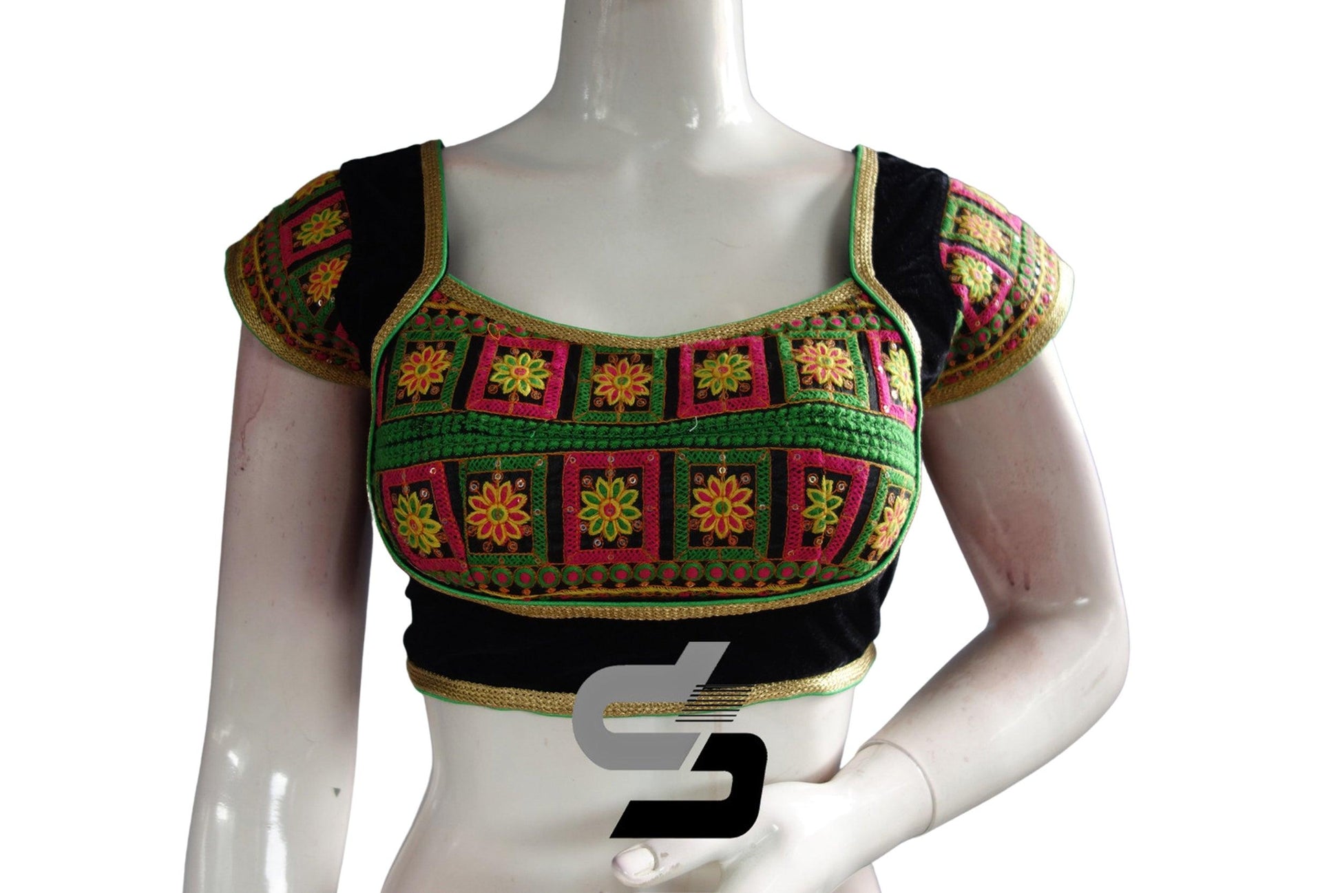 Black Color Semi Silk Designer Party Wear Readymade Blouse/ Indian Crop Tops - D3blouses