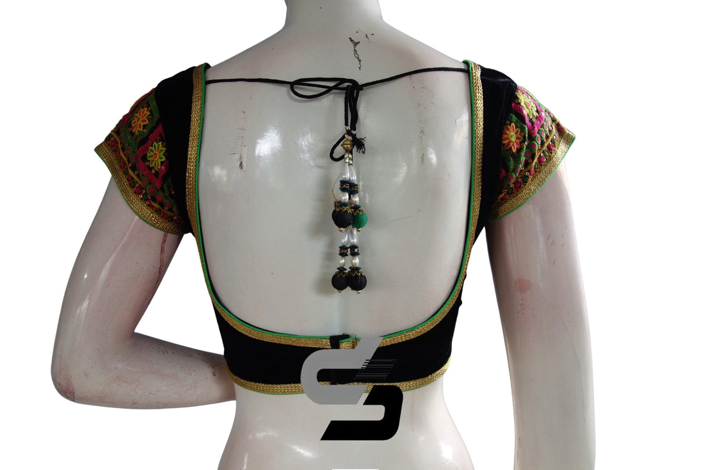 Black Color Semi Silk Designer Party Wear Readymade Blouse/ Indian Crop Tops - D3blouses