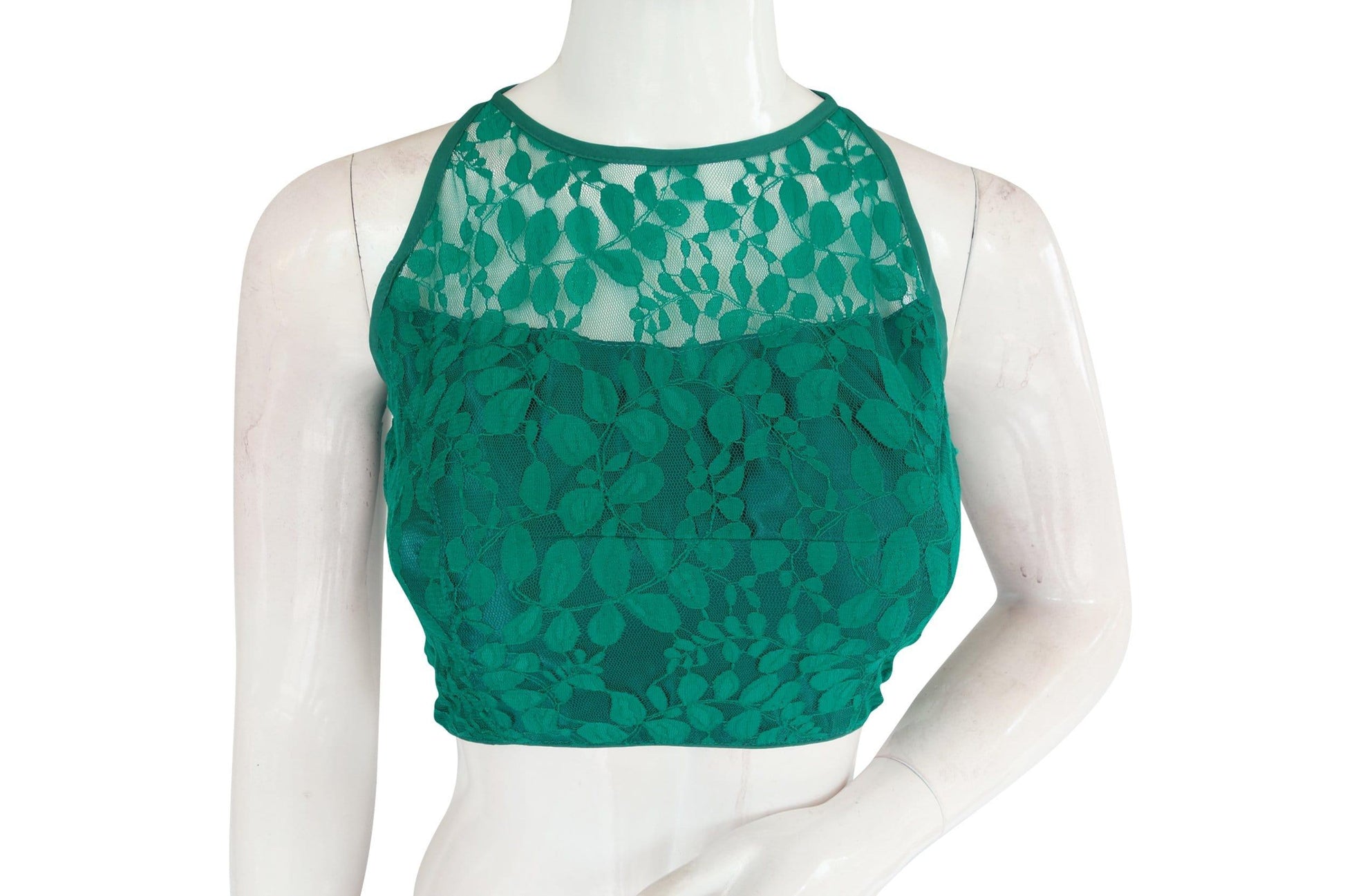 green color designer floral embossed net sleeveless readymade saree blouse indian saree readymade blouse