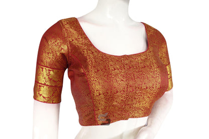 Maroon Color Brocade Silk Readymade Saree Blouse With Matching Mask - D3blouses