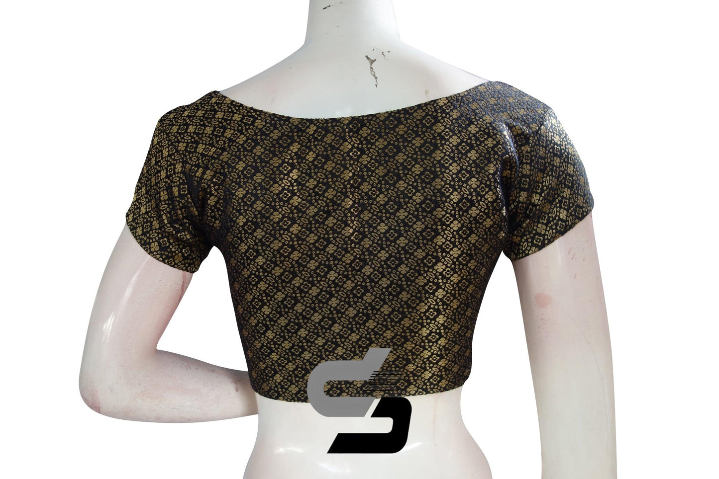 Black Color Brocade Designer Party Wear Readymade Blouse/ Indian Crop Tops - D3blouses