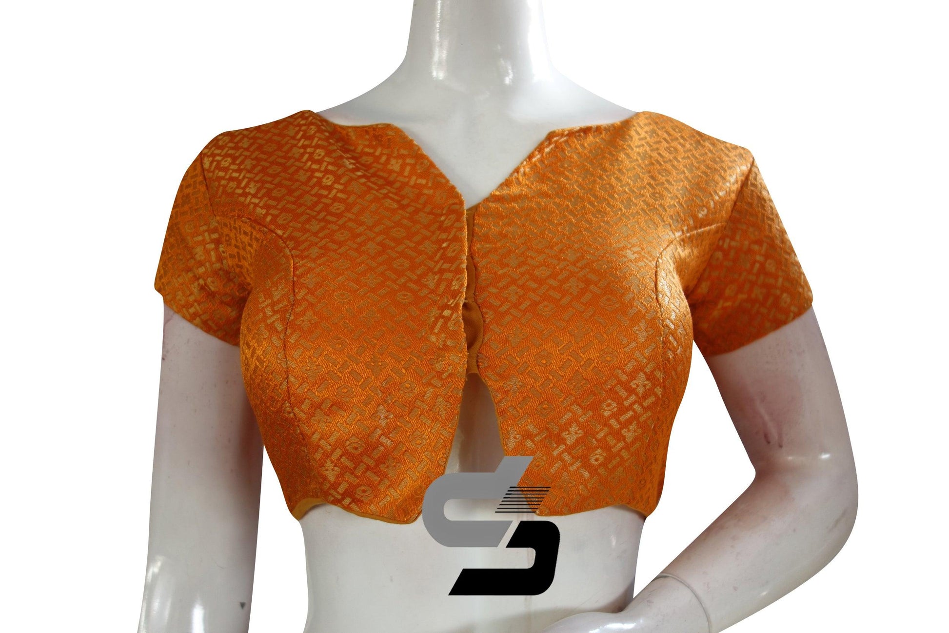 Orange Color Brocade Designer Party Wear Readymade Blouse/ Indian Crop Tops - D3blouses
