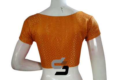 Orange Color Brocade Designer Party Wear Readymade Blouse/ Indian Crop Tops - D3blouses