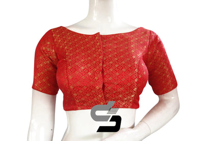 Red Color Brocade Designer Party Wear Readymade Blouse/ Indian Crop Tops - D3blouses