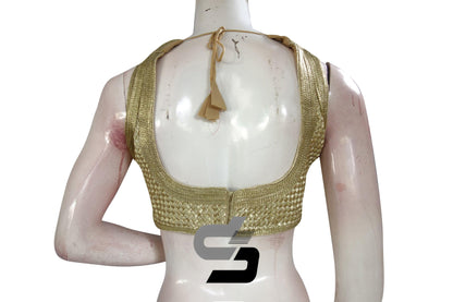 Gold Color Sleeveless Designer Party Wear Readymade Blouse/ Indian Crop Tops - D3blouses